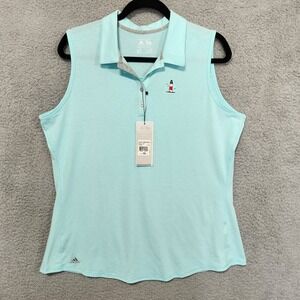 Adidas Womens Tank Top Blue Embroidered Lighthouse‎ Size XL Clmlt Esshtrslv NWT